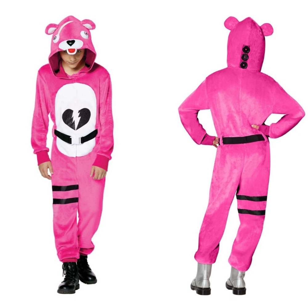 Pink Bear Hooded Onesie for Women
